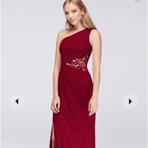 David’s Bridal Lace One Shoulder Dress